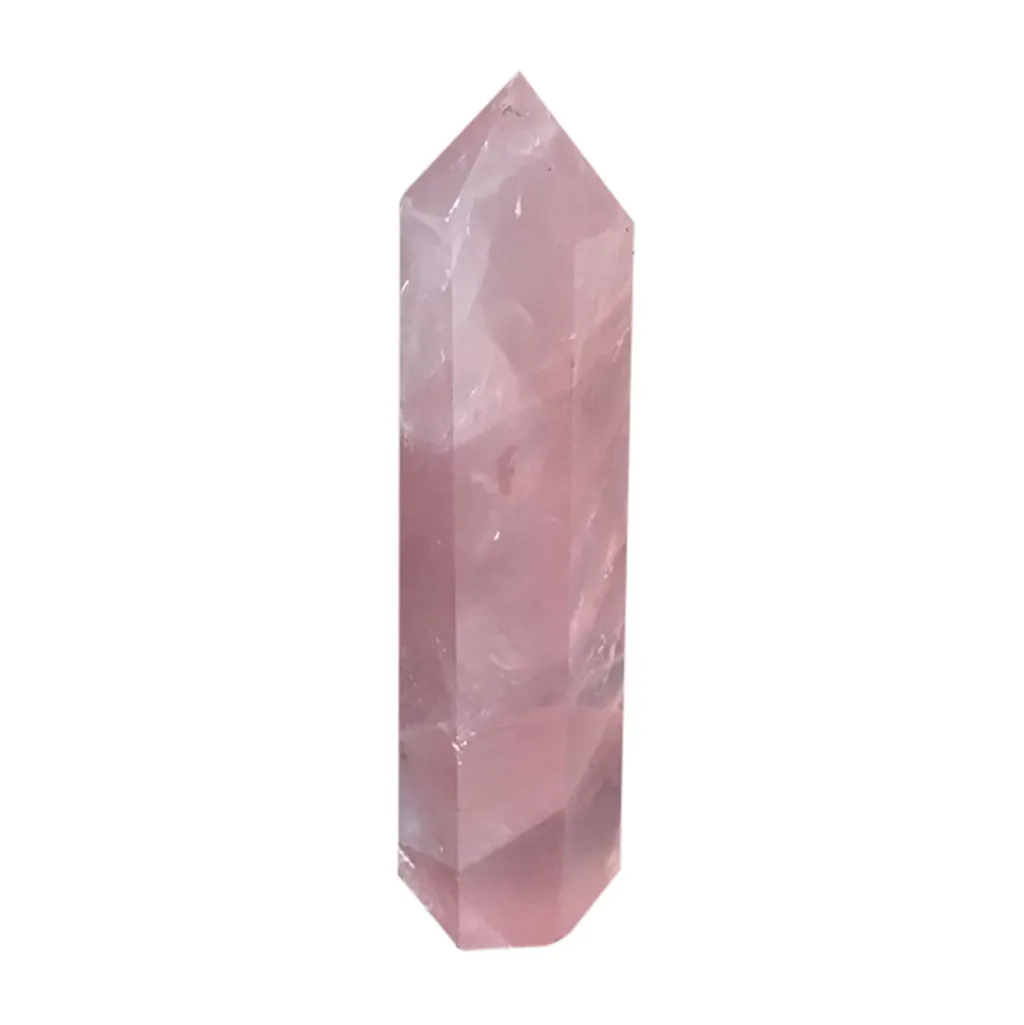 

Natural Rock Pink Rose Quartz Crystal Wand Point Healing Mineral Stone Collection DIY Home Decor Hexagonal Treatment Stones