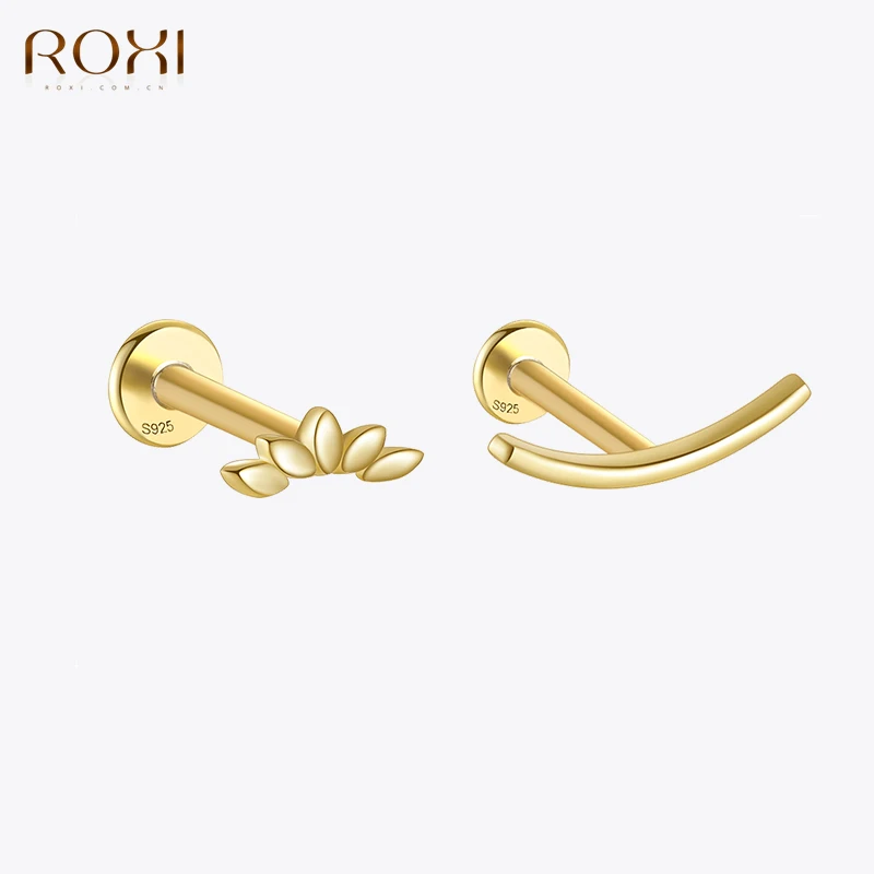 Фото ROXI 925 Серебряные гладкие однорядные серьги с конским глазом геометрические серьги с фианитом для невесты женские Простые повседневные ювел... №1