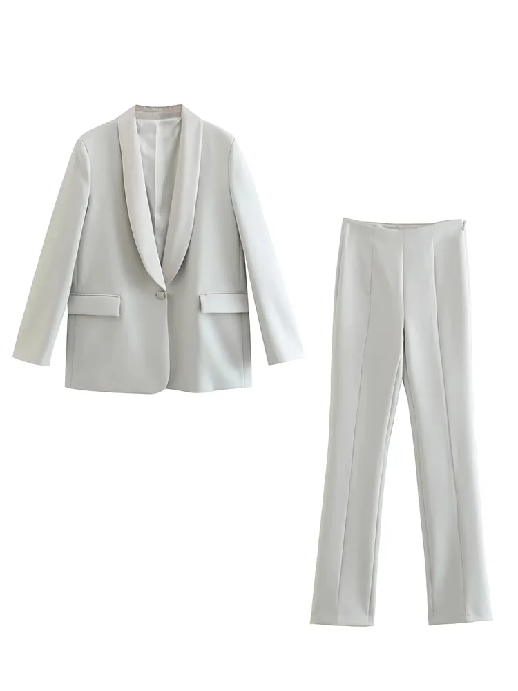 Klacwaya Blazer Set Woman 2 Pieces Female Suit Office Wear Women Sets Of Two Fashion Pieces Trouser Suits