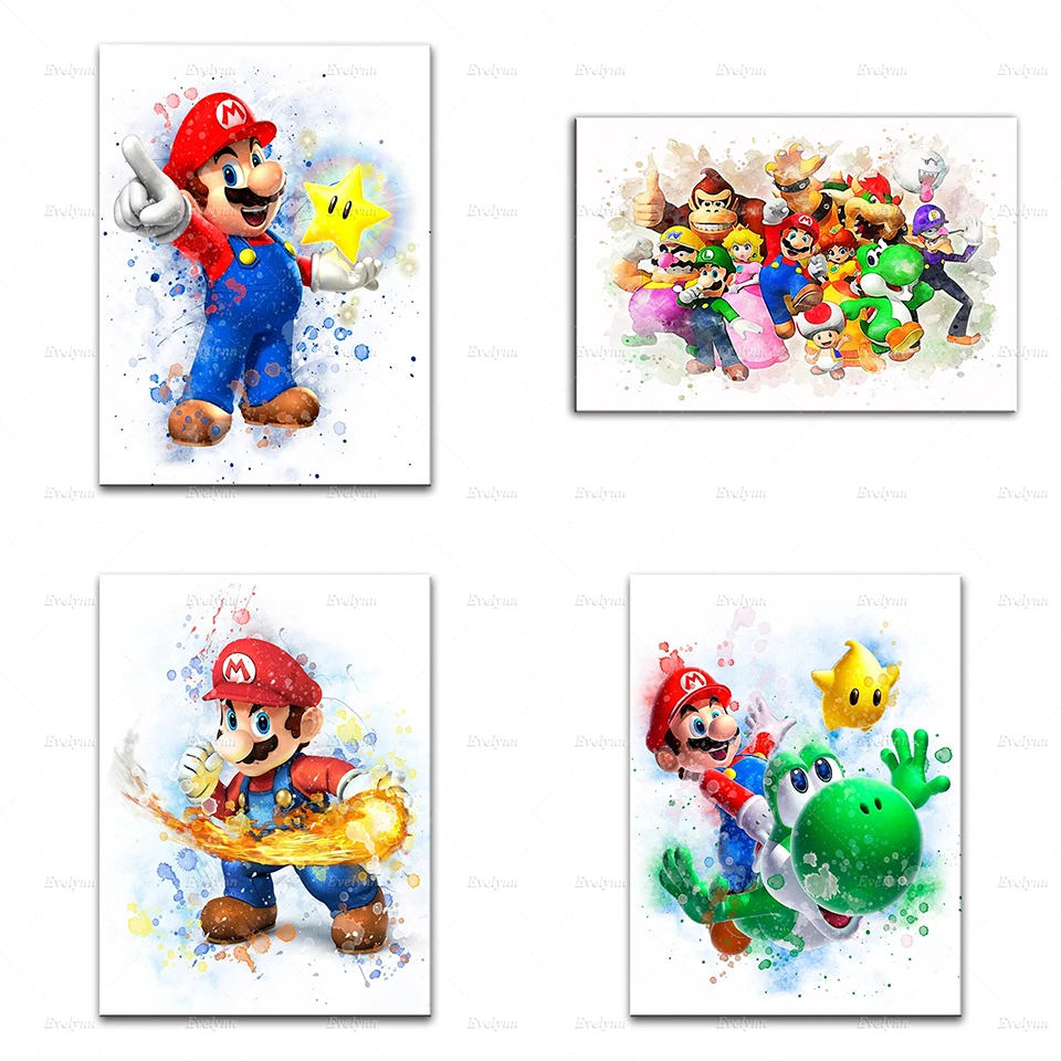 Игровая комната в виде Супер Марио персонажи Nintendo Мультяшные принты постеры