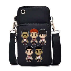 Nylon Packet Anime Slam Dunk Unisex Phone Shoulder Bags Cartoon BasketBall Team Teen Mobile Phone Bag for Iphone Female Wallet