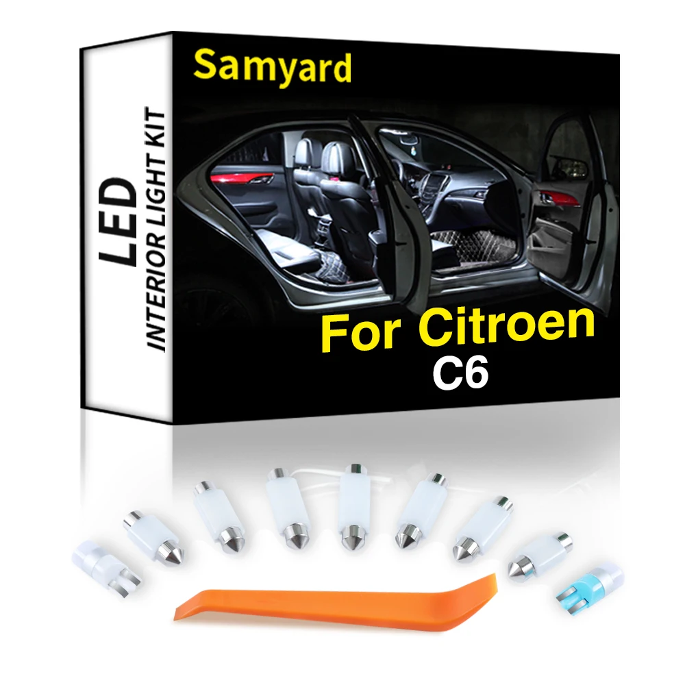 

Ceramics 10Pcs Interior LED For Citroen C6 2005-2012 Canbus Vehicle Indoor Dome Map Reading Trunk Light Error Free Auto Lamp Kit