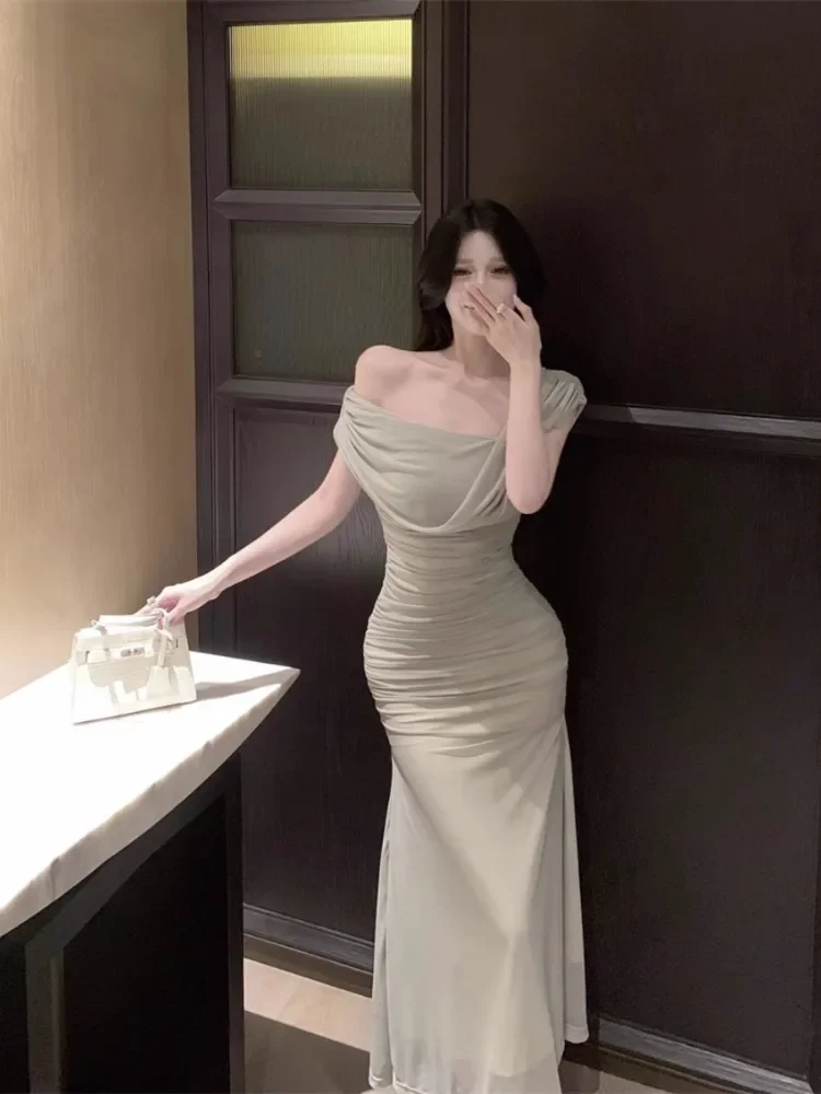 Женское платье с открытыми плечами Ezgaga элегантное винтажное вырезом лодочкой