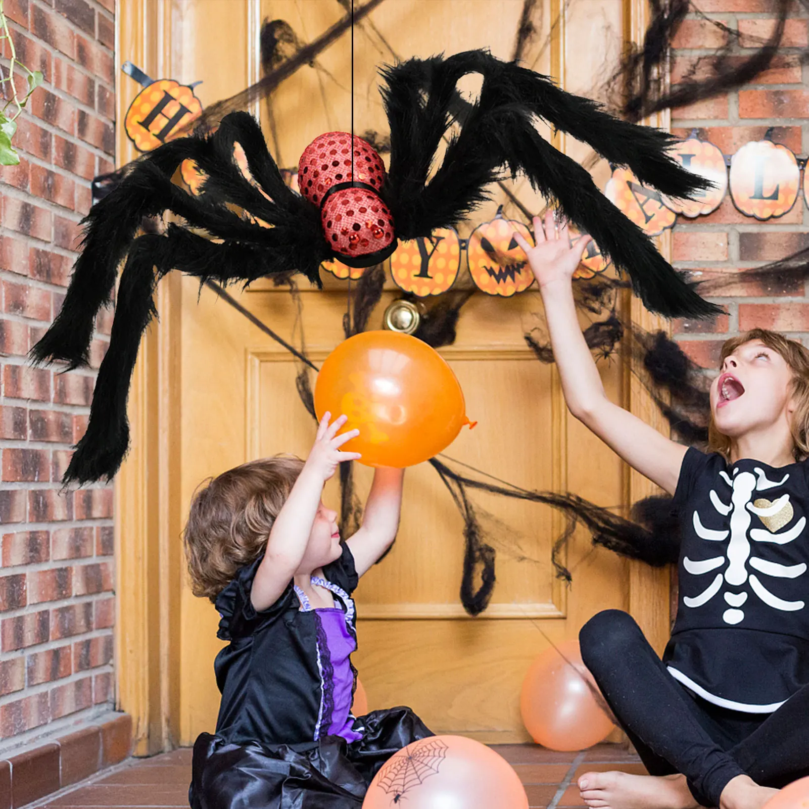 Гигантский паук с красными глазами украшения для Хэллоуина уличный комнатный