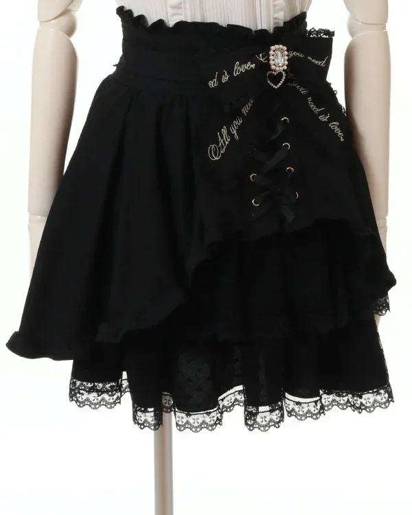 Женская юбка с высокой талией Liz розовая и черная большим бантом перекрестной