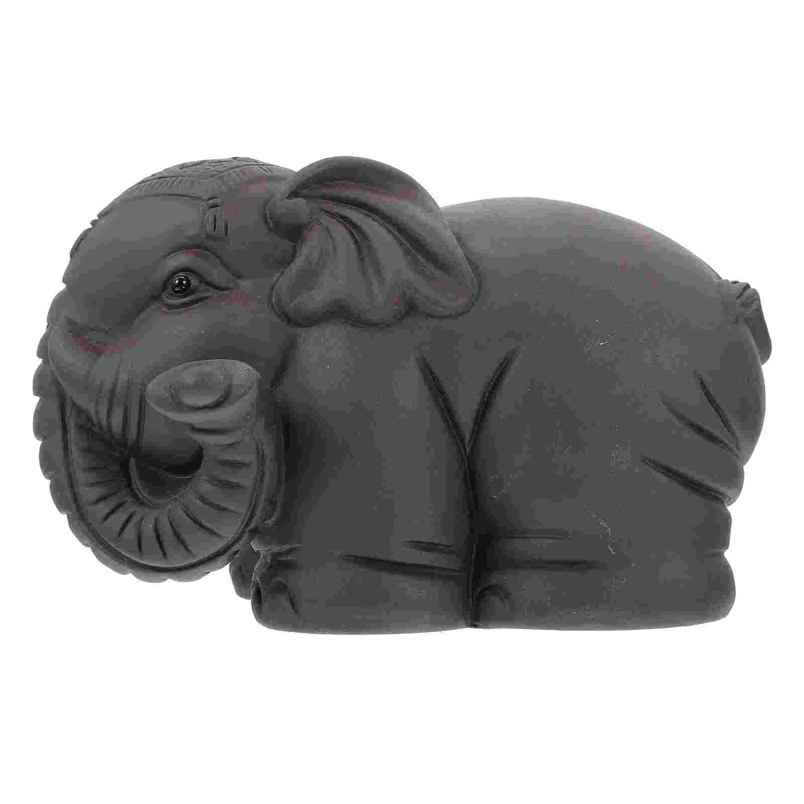 

1Pc Creative Elephant Displaying Decor Tea Pet Adornment Office Ornament Black