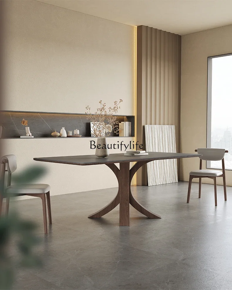 Обеденный стол из массива дерева в скандинавском стиле. Современный простой