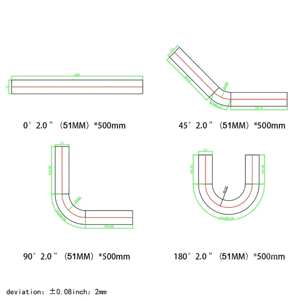 Воздухозаборная труба с высоким потоком 0/45/90/180 градусов для гоночных