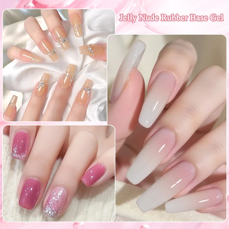 Гель-лак для ногтей Jelly White Rubber Base, нюдово-розовый, полупрозрачный, самовыравнивающийся, снимаемый, УФ-гель для наращивания, лак для маникюра (art.: 3920d8078ee3f) - 3920d8078ee3f
