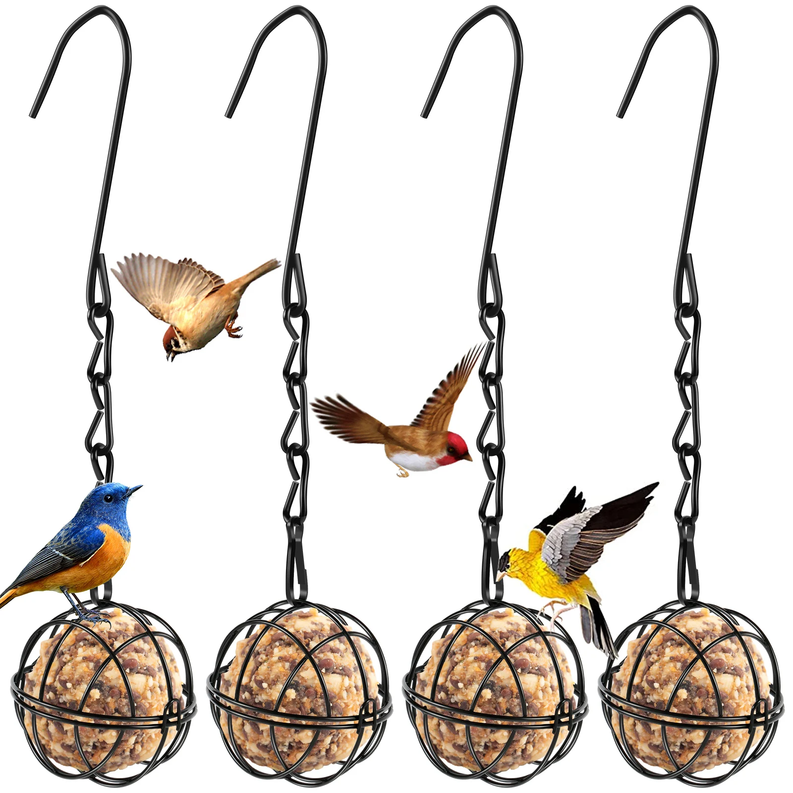 Set Metal Bird Feeding Station Kit With Hanging Chain Squirrel Proof Bird Feeders For Outside