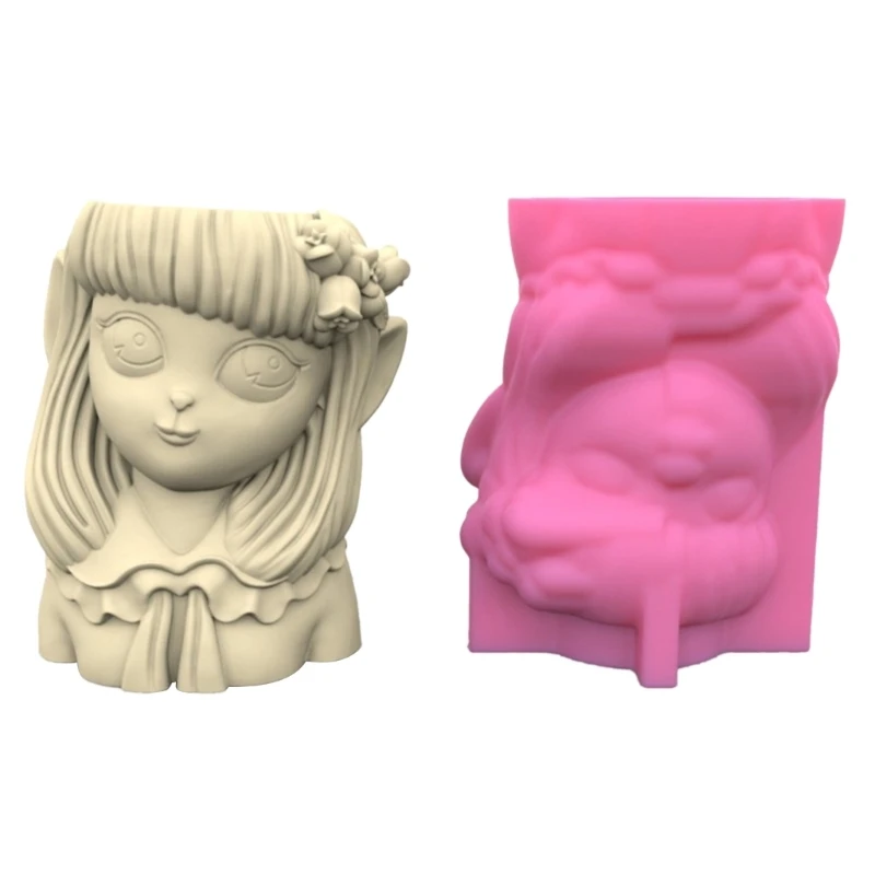 

Маленькая девочка бетонная силиконовая форма для горшка, сочный цветочный горшок, глина, цементная штукатурка, формы, сделай