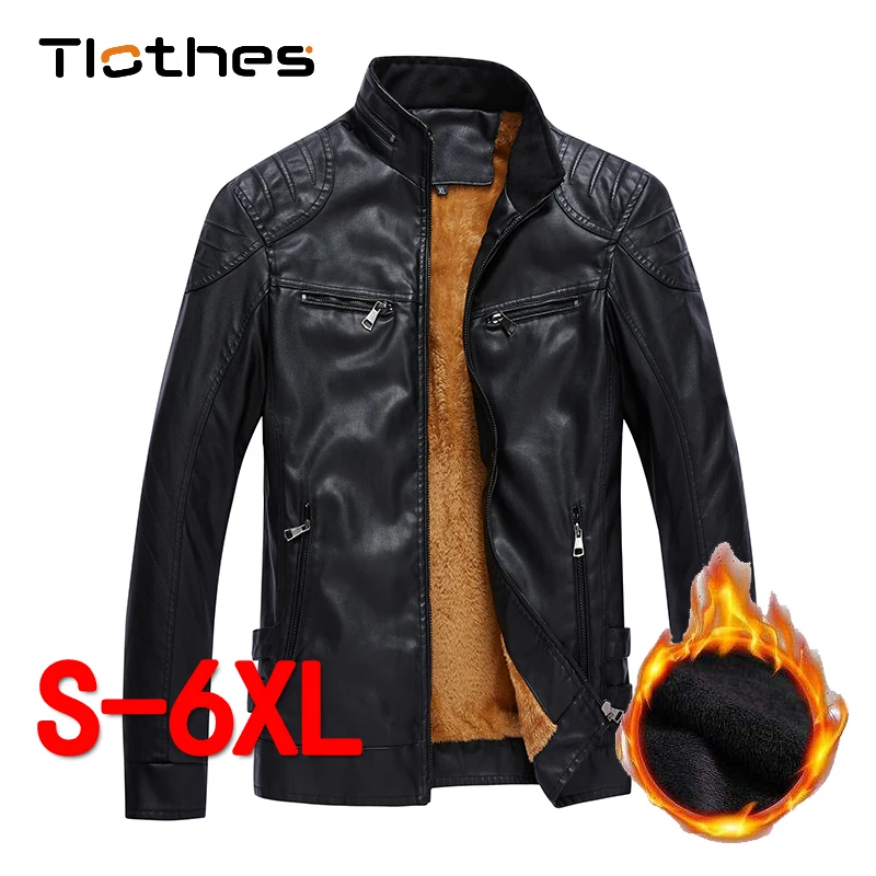 

Winter Black Moto Leather Jacket Men Clothing Motorcycle Faux Leather Jacket and Coats Plus Size 5XL 6XL Brown Leather Jacket