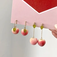simulation peach earrings pink cute girl earrings sweet summer jewelry accessories gift for girlfriend