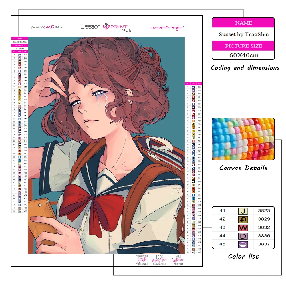 Мультяшный постер картина из страз Женская Студенческая полная Алмазная мозаика