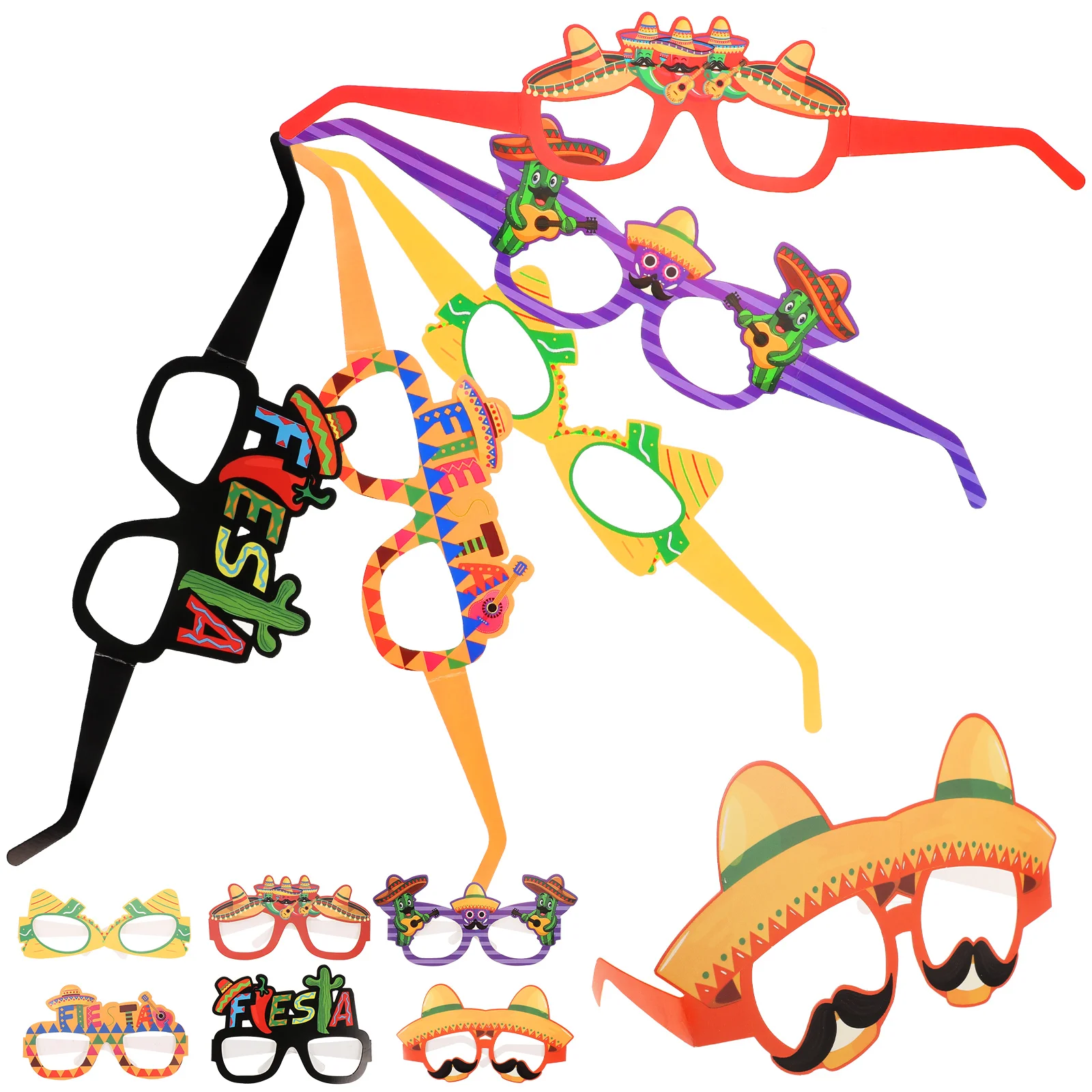 

Glasses Party Fiesta Eyeglasses Mexican Props Themed Cinco Mayo De Photo Funny Favors Supplies Taco Paper Decorations Booth