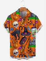 summer shirts mens shirt jack o lantern skull print 3d shirt for men street party casual short sleeve mens hawaiian shirts top