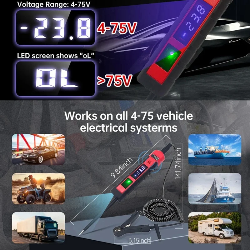 Устройство для проверки мощности автомобиля тестер напряжения 4-75 В постоянного