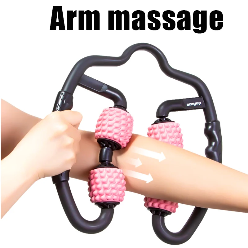 360° Massager Leg Muscle Relaxation Roller Ring Clamp Leg Massage Stick Yoga Body Shaping 4 Wheels Fitness Device for Sports