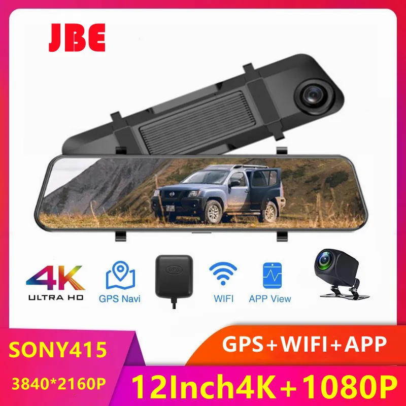 12 Inch 4K 3840*2160P Car DVR Touch Screen Stream Media Dual Lens Video Recorder Rearview Mirror Dash Cam Front and Rear Camera 12 Inch 4K 3840*2160P Car DVR Touch Screen Stream Media Dual Lens Video Recorder Rearview Mirror Dash Cam Front and Rear Camera