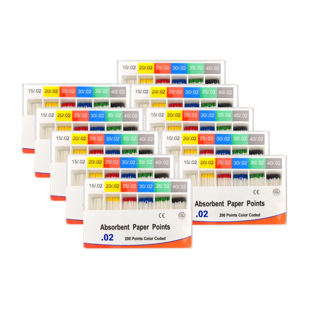 10 коробок 02 Конус Dental Gutta Cone Percha Point 15-40 #   45-80 #   Абсорбирующие бумажные точки, материал для обтурации корневых каналов (art.: 3920d261aa35b) - 3920d261aa35b
