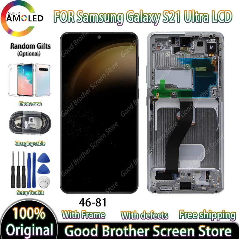 

Original Super AMOLED LCD For Samsung Galaxy S21 Ultra 5G G998 G998F/DS G998U G998U1 G998W Display Touch Screen Assembly