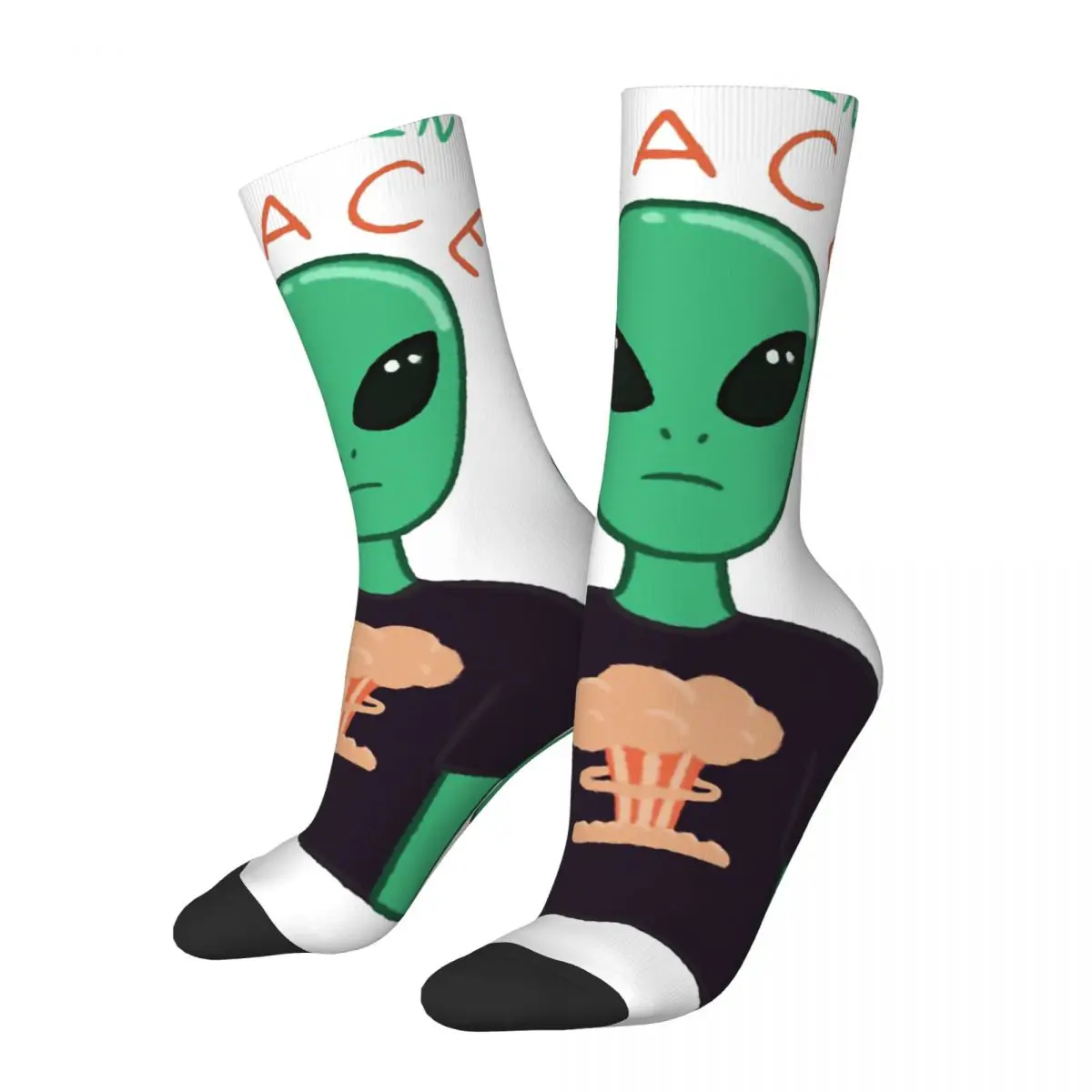 

Hip Hop Retro I Come In Peace Explosion Crazy Men's Compression Socks Unisex Alien Star Terrible Magic Street Seamless Crew Sock