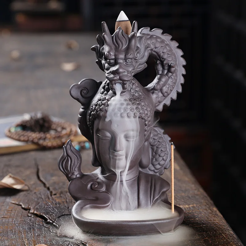 

Family yoga, temple decoration, backflow incense burner, indoor tea ceremony, antique style, home creativity, with 20 Cones