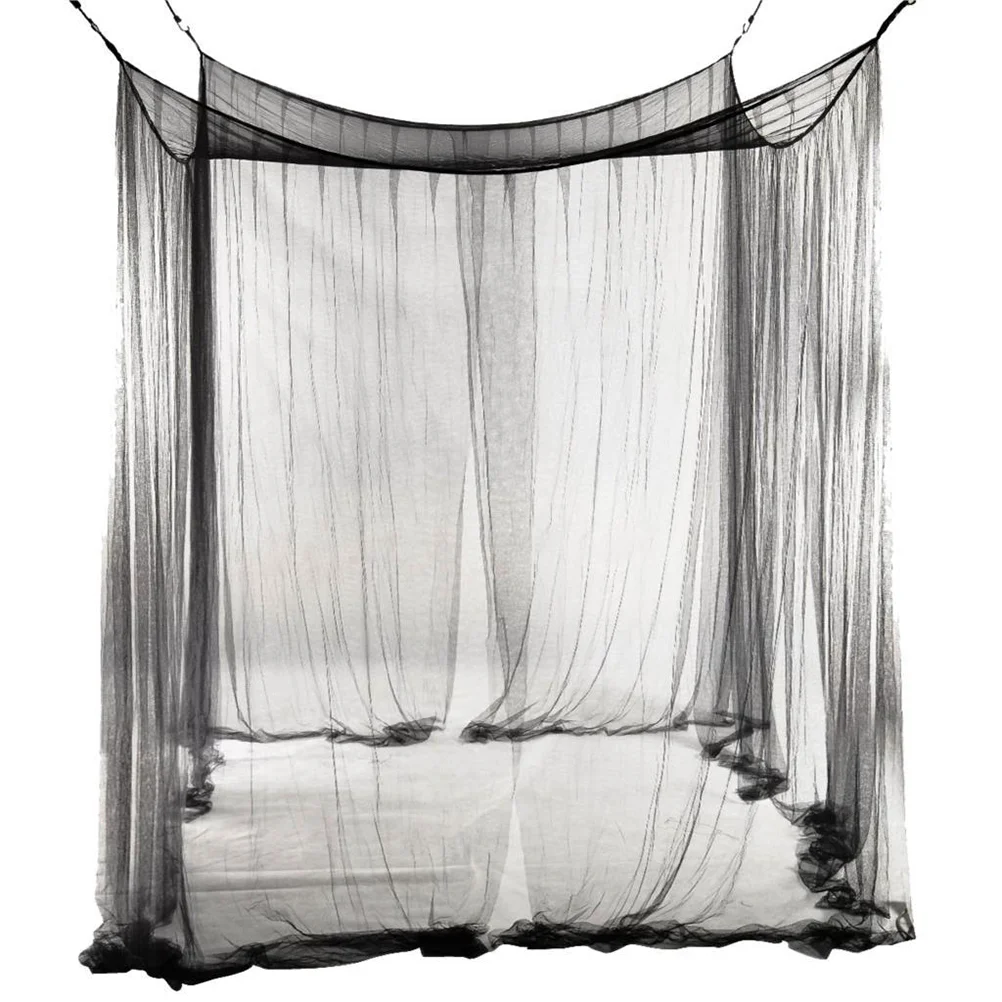 

Bed Canopy Net Curtains Mosquito White Netting Black Corner Post Bedroom From Ceiling