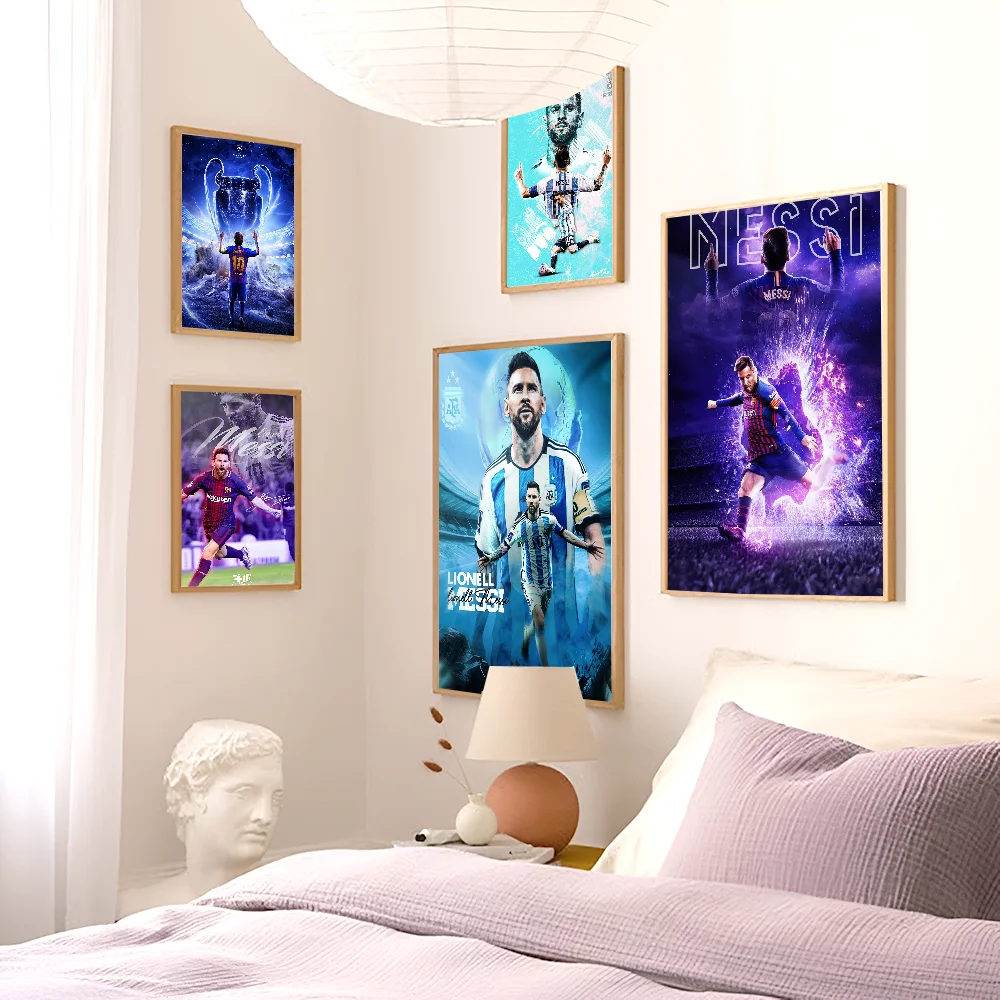 Самоклеящийся Липкий Постер Football Star M-messi Необычная Наклейка На Стену Для