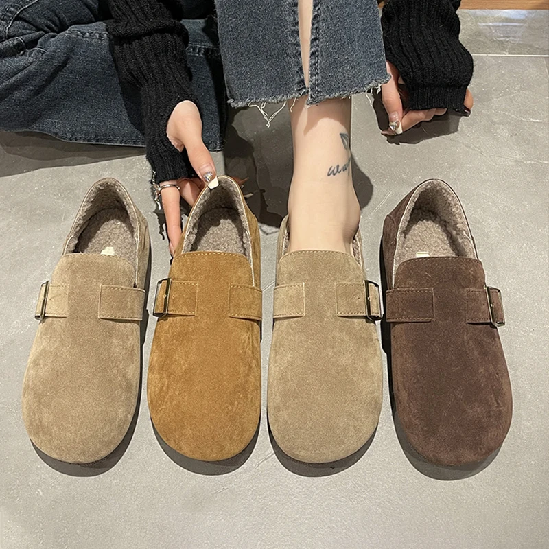 

Кроссовки женские без шнуровки, Повседневные базовые сникерсы с круглым носком, Мокасины, из флока, однотонные, в ретро стиле, для отдыха, Ос...