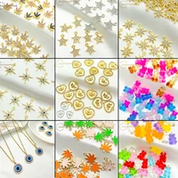 10pcs mix candy color fondant resin bear crystal flowers star heart charms pendant earrings necklace bracelet diy jewelry making