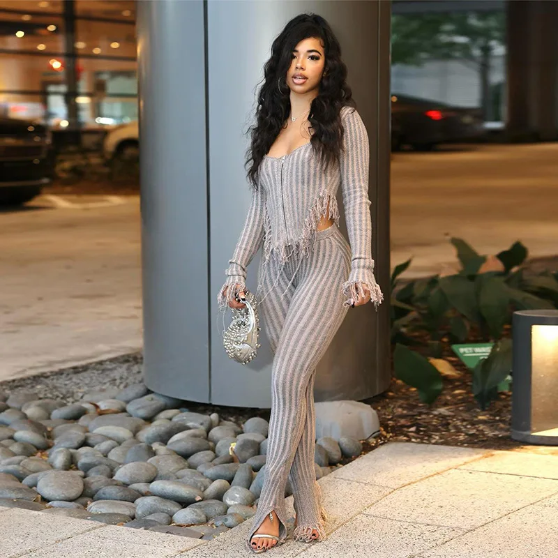 Трикотажный комплект из двух предметов спортивный костюм для женщин свитер