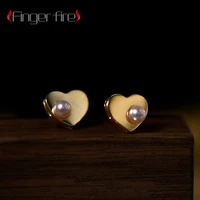 exquisite gold plated mirror shape heart stud earrings banquet birthday gift jewelry