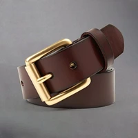 new mens belt business casual copper head pin buckle belt mens genuine leather copper buckle pure cowhide belt adult 2