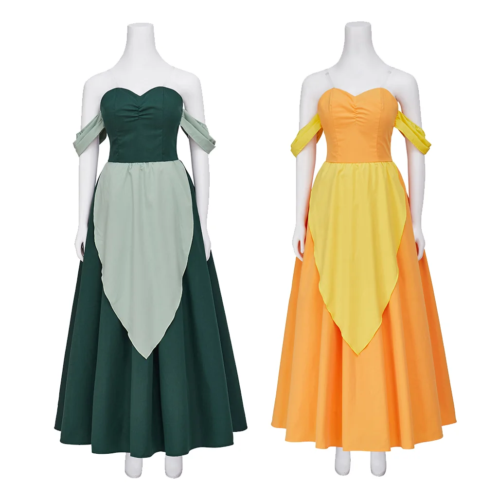 The Bimbettes Laurette Paulette зеленый костюм косплей желтое платье принцессы с открытыми