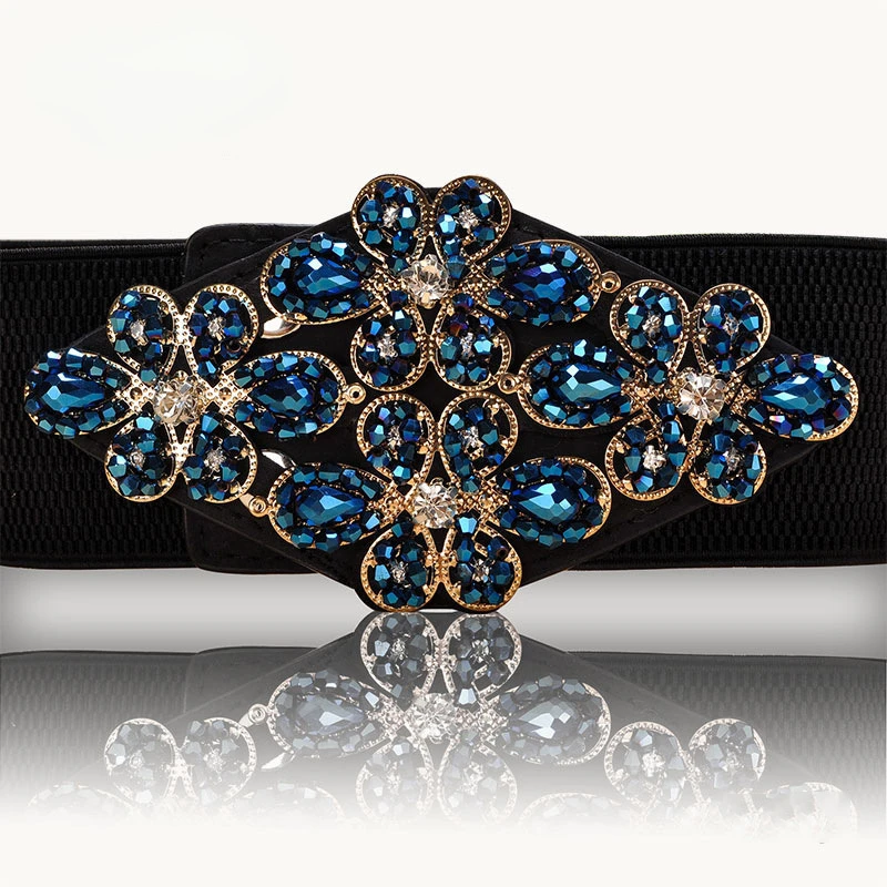 

Female Braided Belt Rhinestone Elastic Women Belt Colorful Crystal Decorated Strech Waist Strap Correa Cummerbund BL227