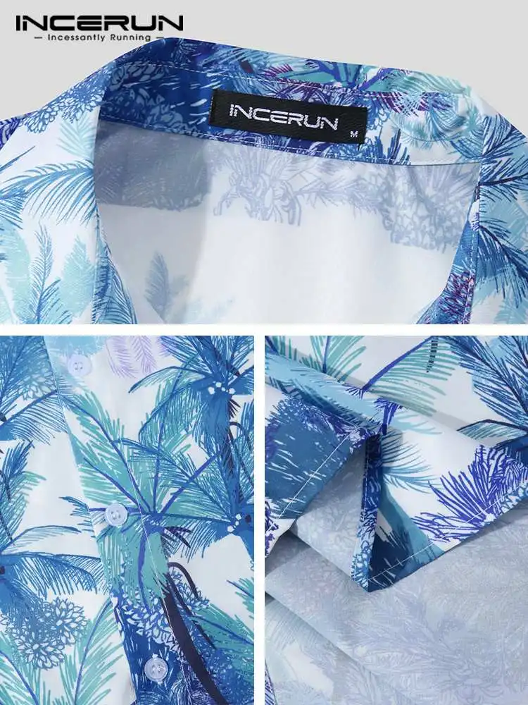 Fashion Casual Style New Men Tops Printed Short Sleeve Button Shirts INCERUN 2022 Streetwear Male All-match Simple Blouse S-5XL