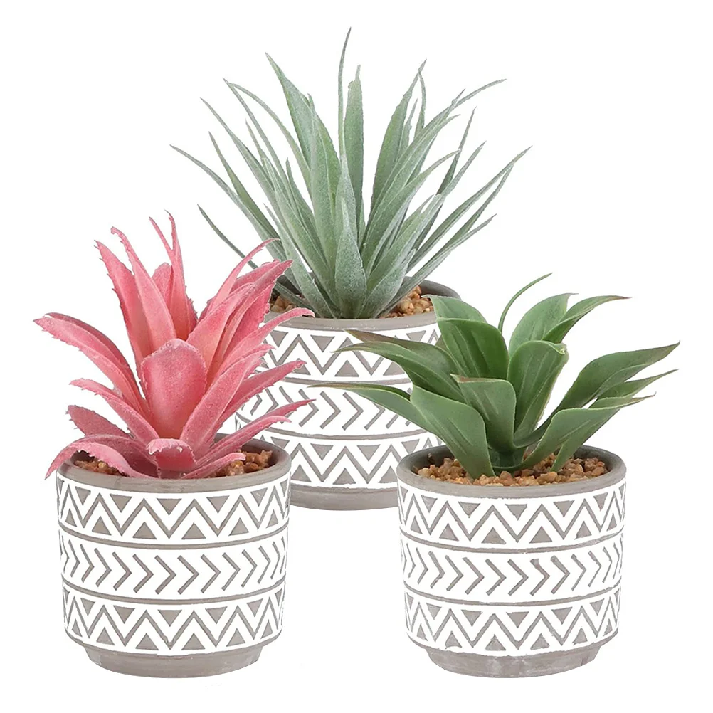 

3pcs Fake Plant Decorative Portable Practical Artificial Potted Plant Front Porch Decor Faux Greenery