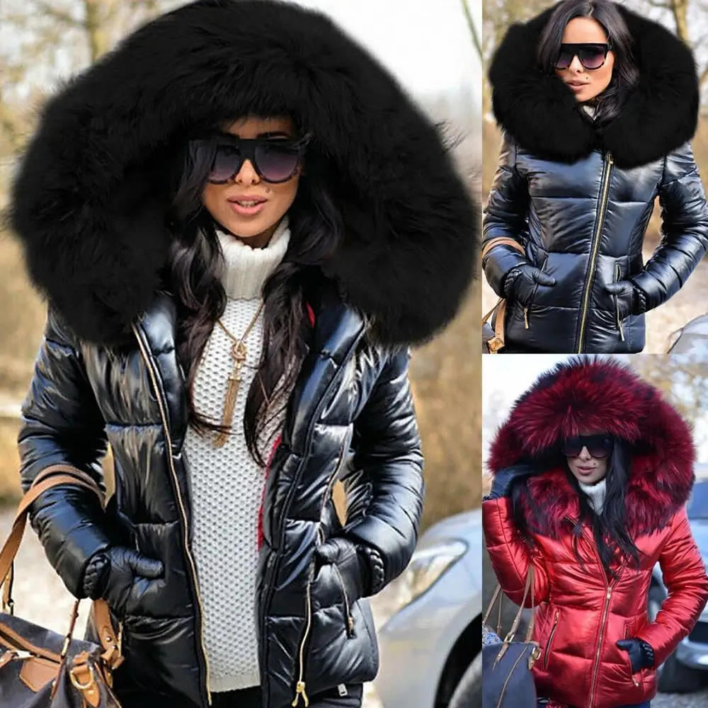 Zipper Women Coat Winter Jacket Warm Parka Plus Size Coats 2020 Down Clothes Faux Fur Hood Pocket Parkas Jackets Woman Outdoor O