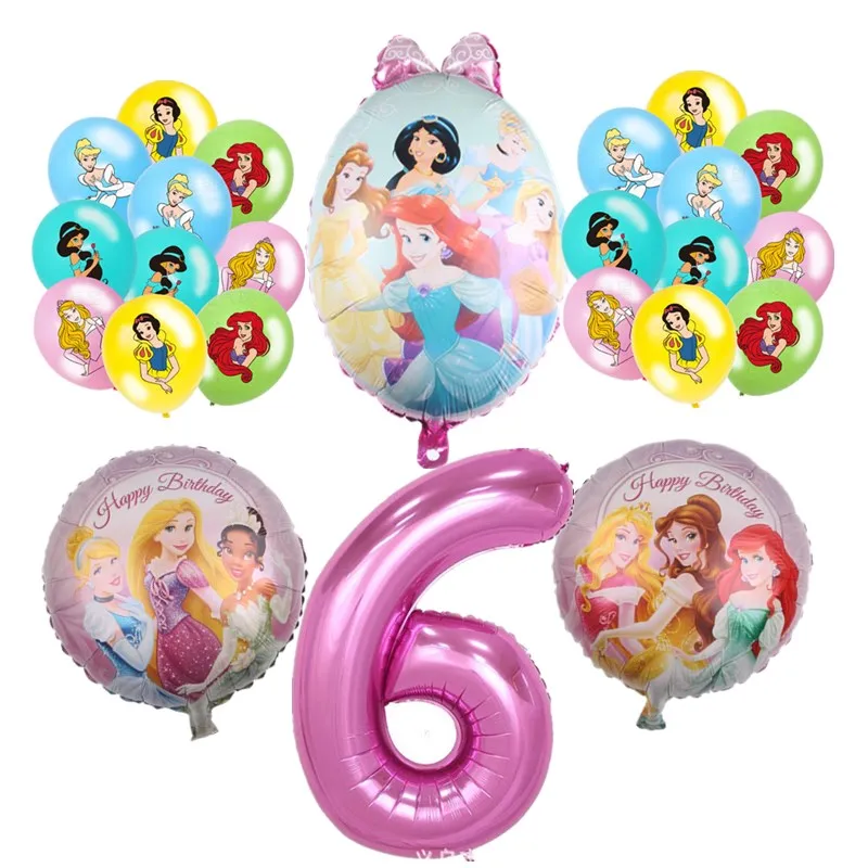 Воздушные шары 24 шт./компл. тематические Принцессы Disney Русалка Ариэль Золушка
