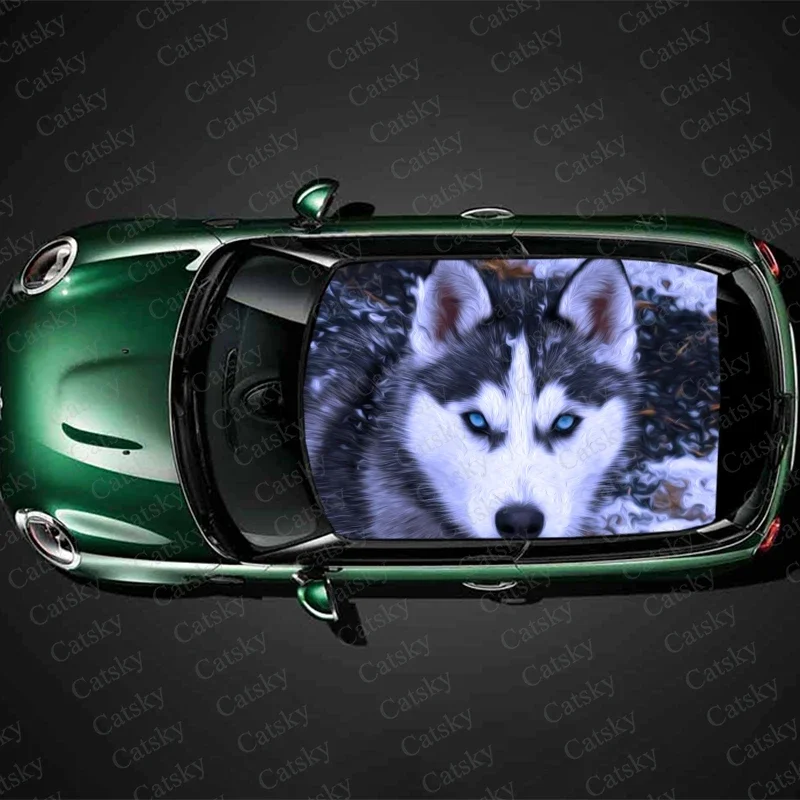 Greture Husky Dog наклейка на крышу автомобиля декоративная пленка автомобильная капот