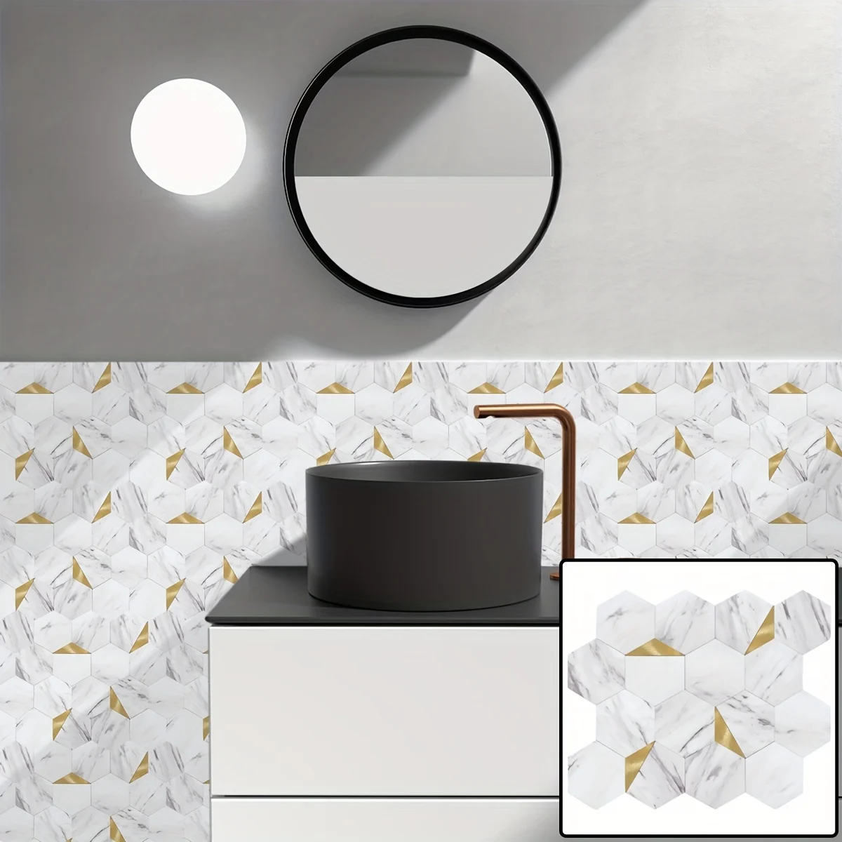 

Самоклеящаяся 3d-плитка, Классическая алюминиевая композитная Шестигранная плитка премиум-класса, Настенная Наклейка для кухни, ванной, водонепроницаемая настенная плитка, 5 листов