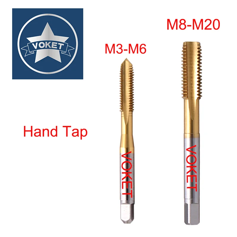 VOKET HSS Spiral Fluted Tap Spiral Pointed Tap Hand Tap M2 M2.5 M3 M3.5 M4 M5 M6 M8 M10 M12 M14 M16 M18 M20 Screw Thread Taps images - 6