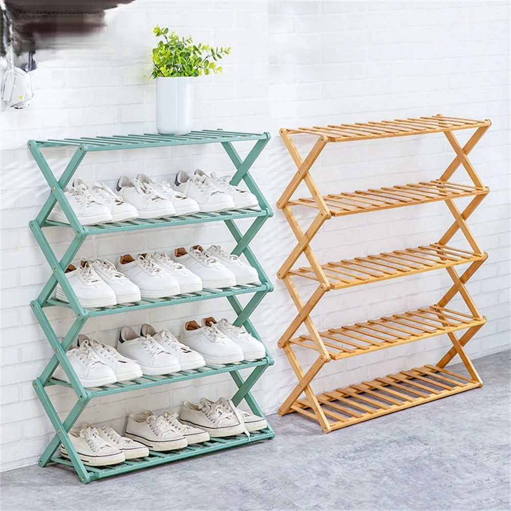 

Bamboo Shoe Cabinet Simple Household Installation Free Foldable Multi-layer Houseware Shoe Rack Shoe Management Economic Shelf