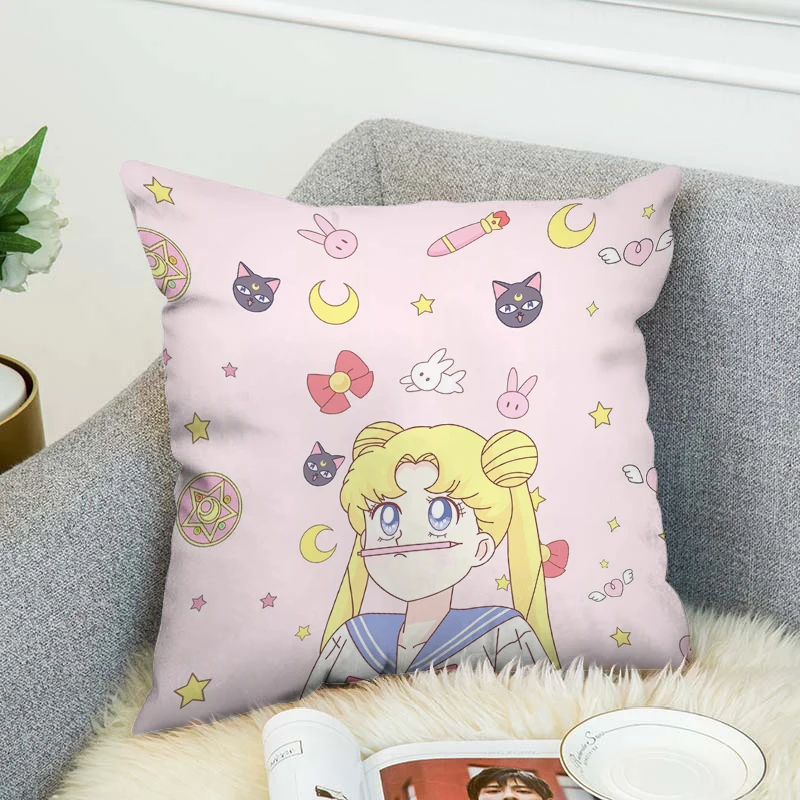 

Декоративные подушки с принтом Сейлор Мун, наволочка для кровати, 45x45x45, Аниме Стиль, Осенний Декор