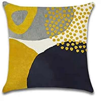 Наволочка Plush CN Fujian 50x50 см геометрический узор желтый синий