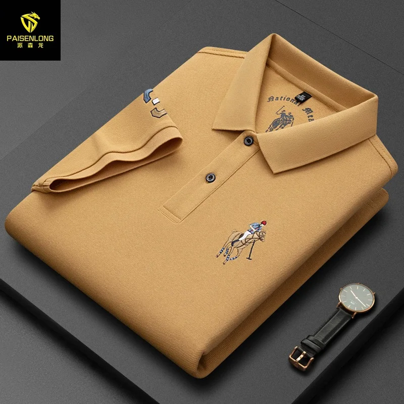 Новинка 2024 Мужская одежда летняя рубашка-поло из чистого хлопка с грубыми