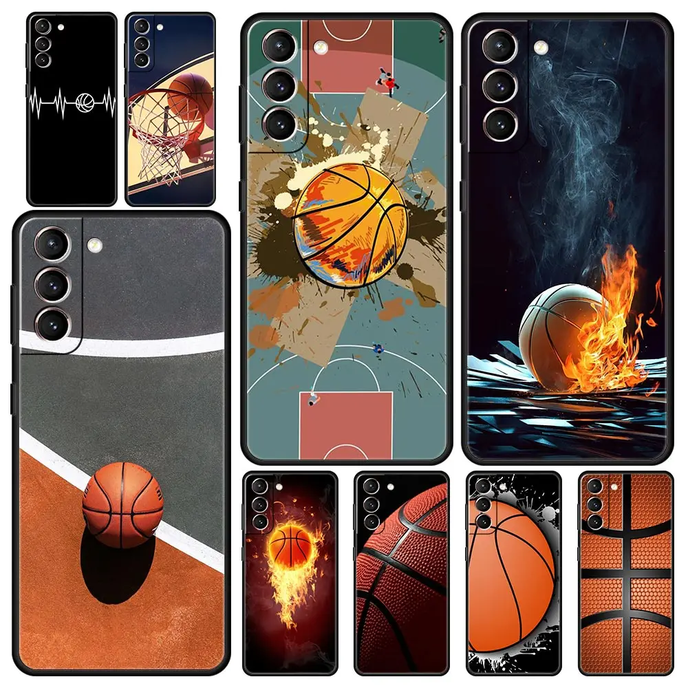 

Basketball Basket Number Phone Case For Samsung Galaxy S23 Ultra S22 S21 S20 FE 5G S10 S10E S9 S8 Plus Note 20 Soft Black Cover