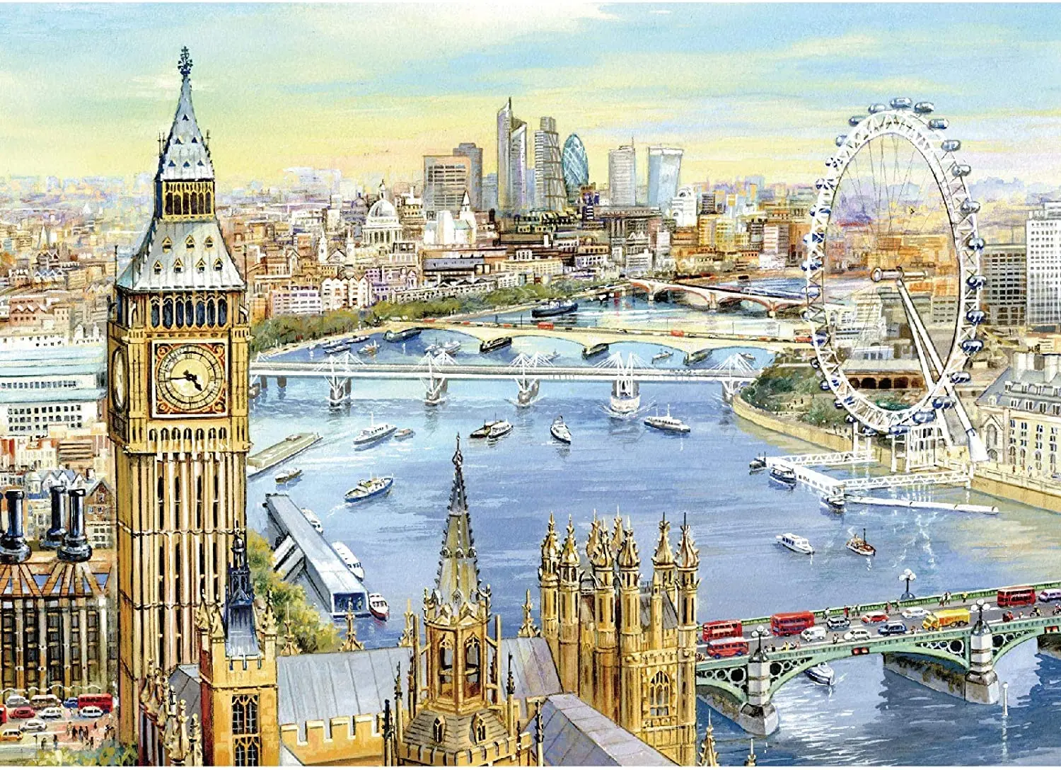 

Puzzle 1000 Piece Puzzles 1000 Large Piece Jigsaw Puzzle for Adults Big Ben and The Eye of London City View Ferris Wheel