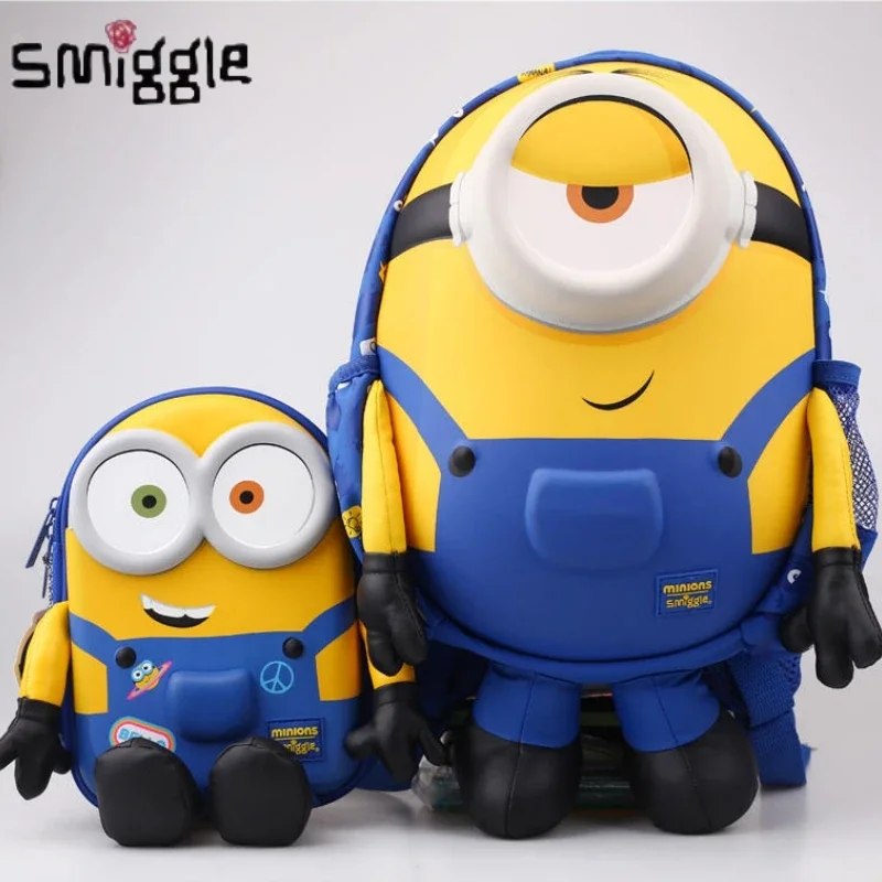 Фото Новинка, оригинальный Австралийский Smiggle, Желтый Миньон, для детей и студентов, легкий вместительный рюкзак с твердым корпусом, ручка, фотоподарок №1